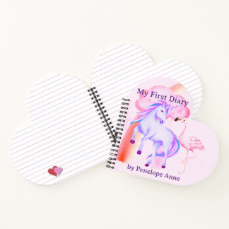 Unicorn Rainbow Flamingo Girls First Custom Diary Notizbuch