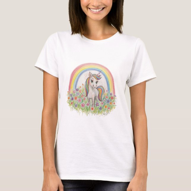 Unicorn rainbow flower T-Shirt (Vorderseite)