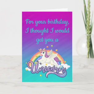 Unicorn Rainbow Funny Birthday Card Karte