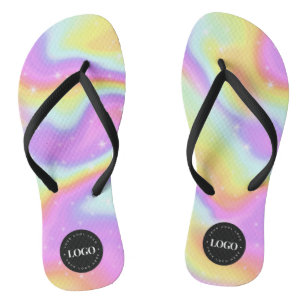 Unicorn Rainbow Galaxy & Custom Business Logo Flip Flops