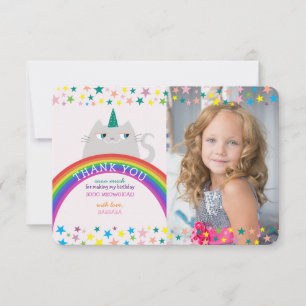 Unicorn Rainbow Girl Birthday Vielen Dank Dankeskarte