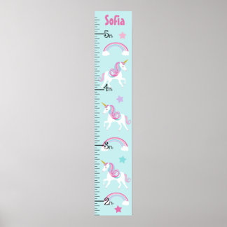 Unicorn & Rainbow Girl Growth Chart Behalte bei 8x Poster