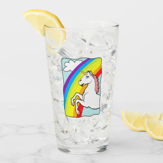 Unicorn Rainbow Glas (Vorderseite Ice)