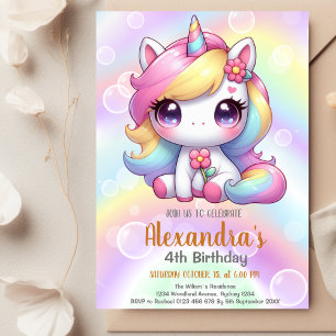 Unicorn Rainbow Glitzern Gold Geburtstag Einladung