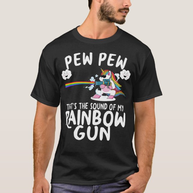 Unicorn Rainbow Gun Tanzfee T-Shirt (Vorderseite)