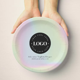 Unicorn Rainbow Holographic Pastel Business Logo Pappteller