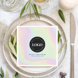 Unicorn Rainbow Holographic Pastel Business Logo Serviette
