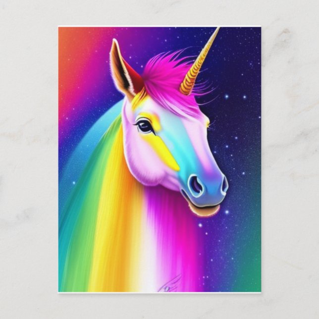 Unicorn Rainbow Horse Postkarte (Vorderseite)