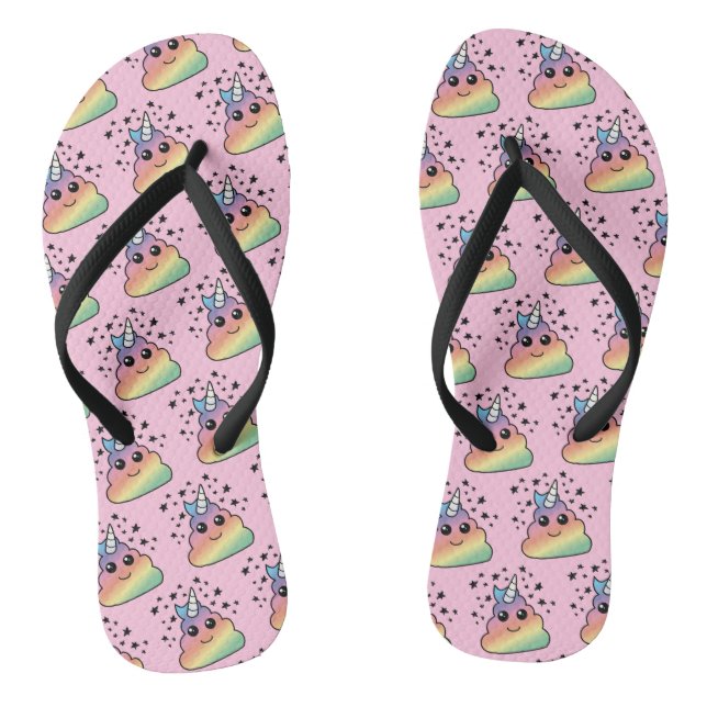 Unicorn Rainbow Kackend Emoji Flip Flops (Fußbett)