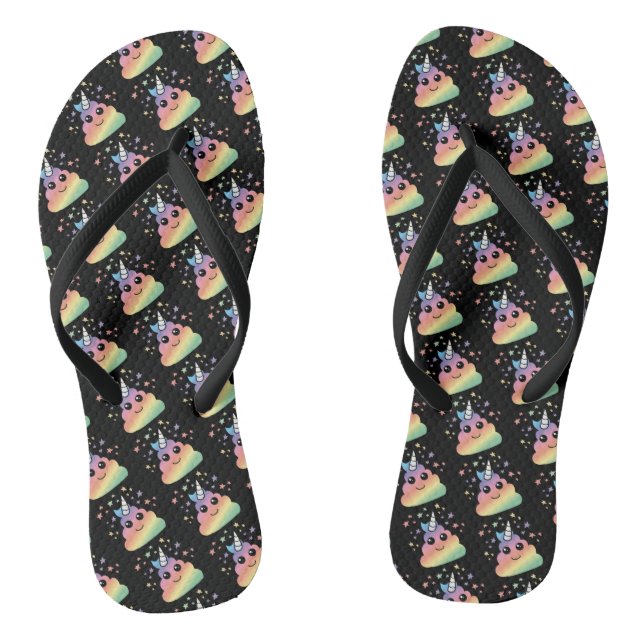 Unicorn Rainbow Kackend Emoji Flip Flops (Fußbett)