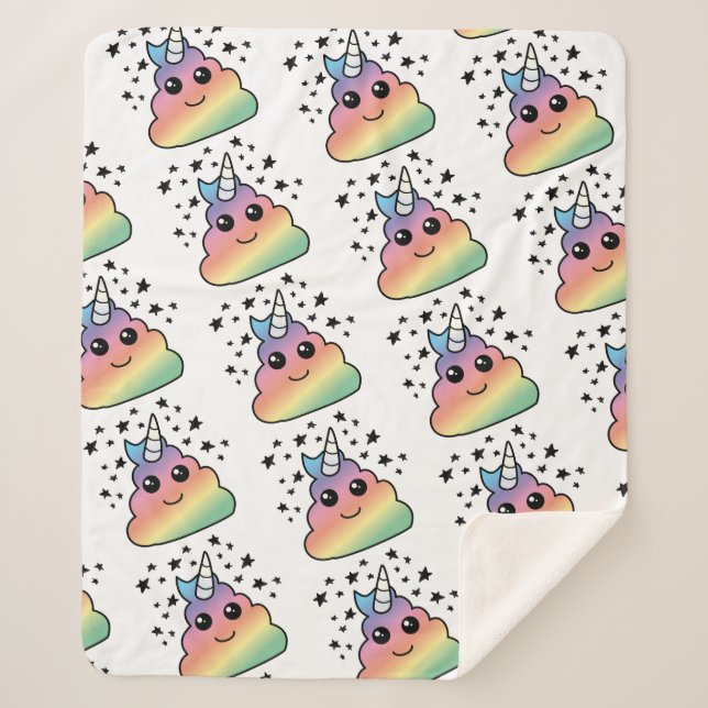 Unicorn Rainbow Kackend Emoji Kawaii Sherpadecke (Vorderseite)