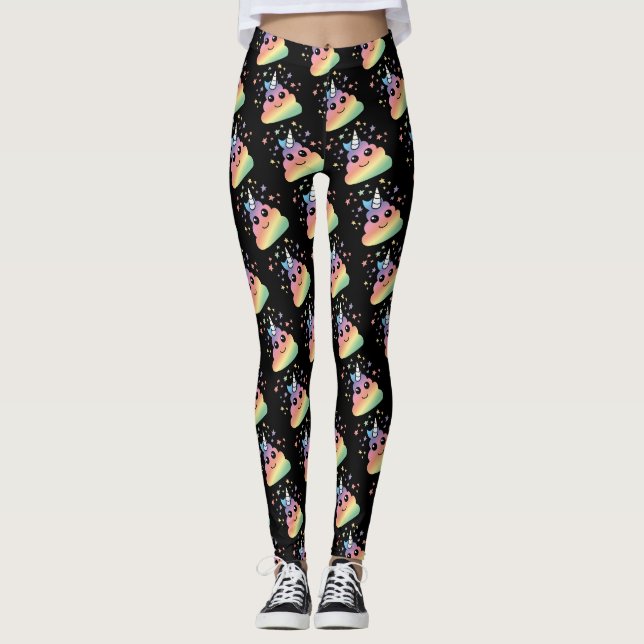 Unicorn Rainbow Kackend Emoji Leggings (Vorderseite)