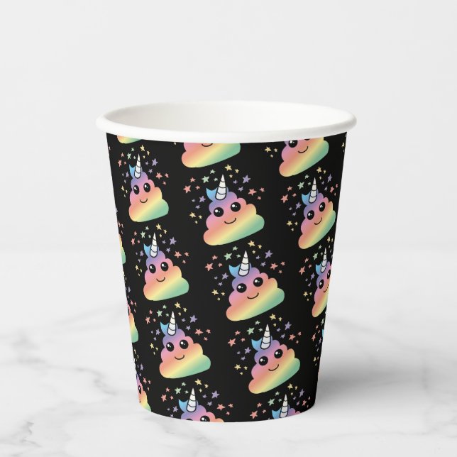 Unicorn Rainbow Kackend Emoji Pappbecher (Vorderseite)