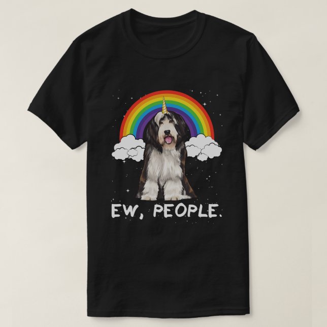 Unicorn Rainbow Magic Bartded Collie T-Shirt (Design vorne)
