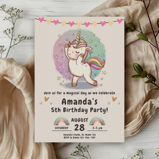 Unicorn Rainbow Magic Geburtstagsparty Einladung