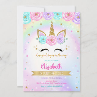 Unicorn Rainbow Magical Birthday Invitation Einladung