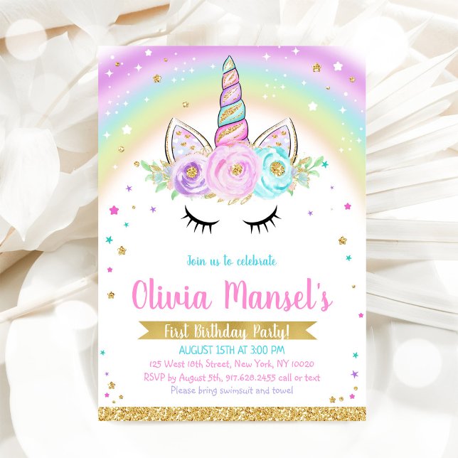 Unicorn Rainbow Magical Day Birthday Invitation Einladung (Von Creator hochgeladen)