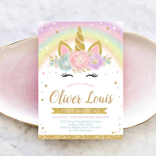 Unicorn Rainbow Magical Day Birthday Invitation Einladung (Von Creator hochgeladen)