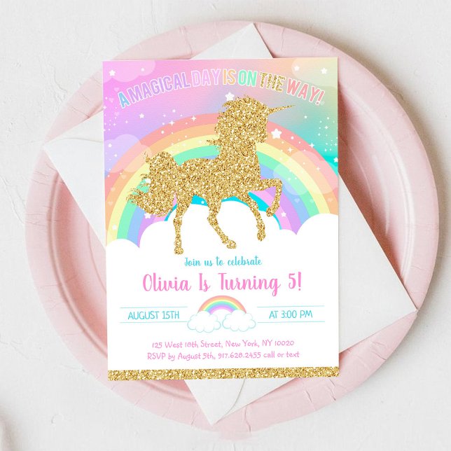 Unicorn Rainbow Magical Day Birthday Invitation Einladung (Von Creator hochgeladen)