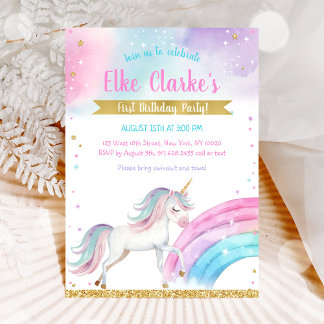 Unicorn Rainbow Magical Day Birthday Invitation Einladung