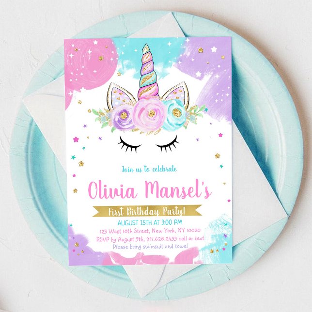 Unicorn Rainbow Magical Day Birthday Invitation Einladung (Von Creator hochgeladen)