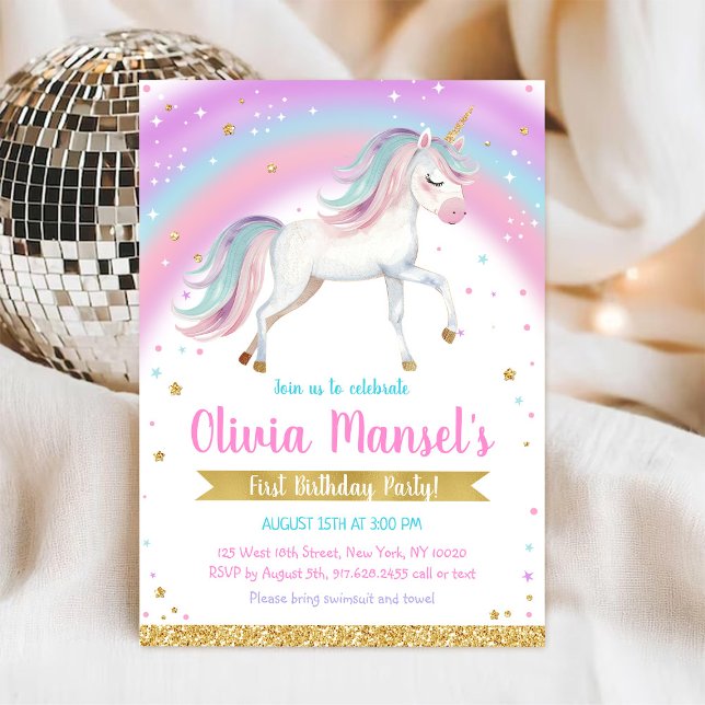Unicorn Rainbow Magical Day Birthday Invitation Einladung (Von Creator hochgeladen)