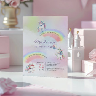 Unicorn Rainbow Magischer Geburtstag Einladung