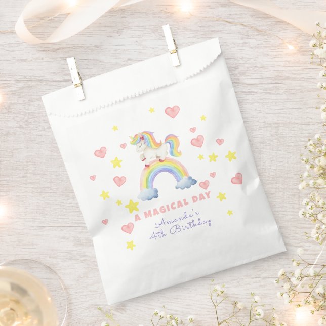 Unicorn Rainbow Magischer Tag Geburtstag Geschenktütchen (Ausgeschnitten)