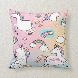 Unicorn Rainbow Monogram Niedlich Kissen