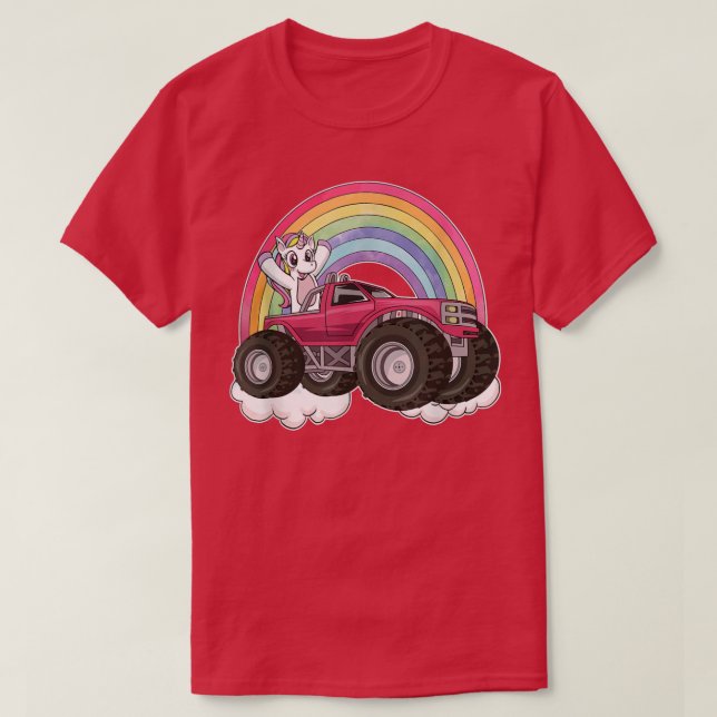 Unicorn Rainbow Monster Truck Big Car T-Shirt (Design vorne)