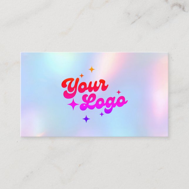 Unicorn Rainbow Pastel Holographic Logo Visitenkarte (Vorderseite)