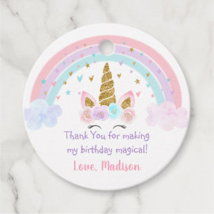 Unicorn Rainbow Pink Gold Geburtstag Geschenkanhänger