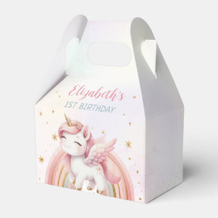 Unicorn Rainbow Pink Gold Pastel Geburtstag Geschenkschachtel