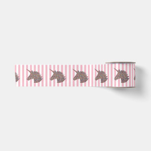 Unicorn Rainbow Pink Stripe Ribbon Satinband