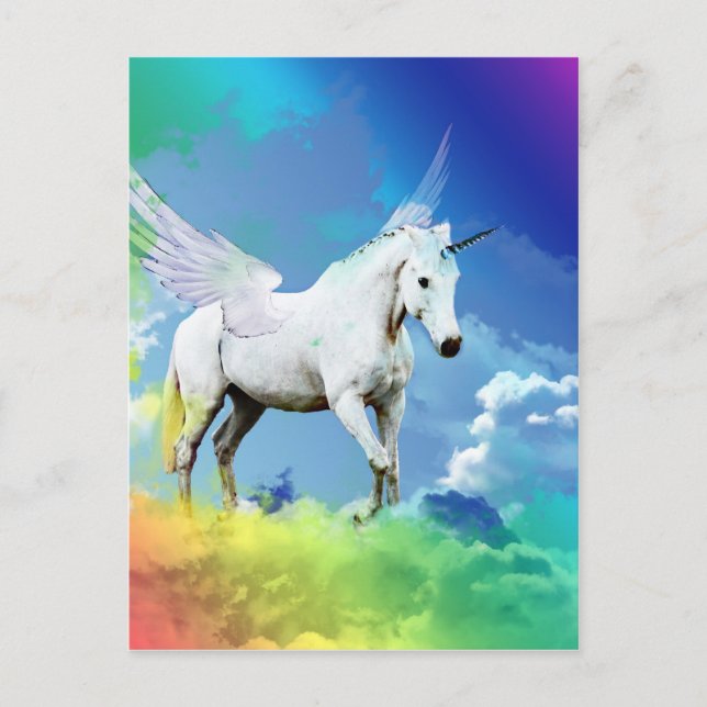 Unicorn Rainbow Postkarte (Vorderseite)
