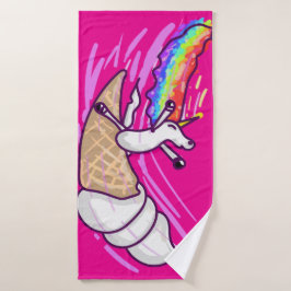Unicorn Rainbow Riding Ice Cream Cone Badehandtuch