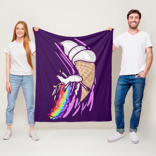 Unicorn Rainbow Riding Ice Cream Cone Fleecedecke (Beispiel)