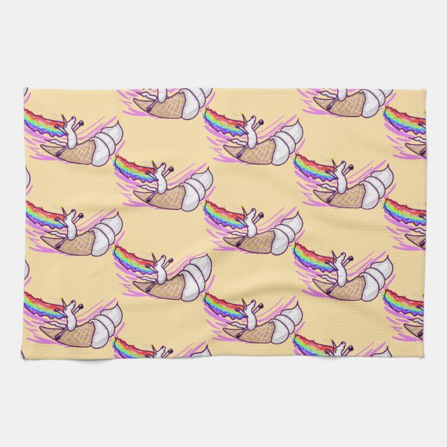 Unicorn Rainbow Riding Ice Cream Cone Geschirrtuch (Horizontal)