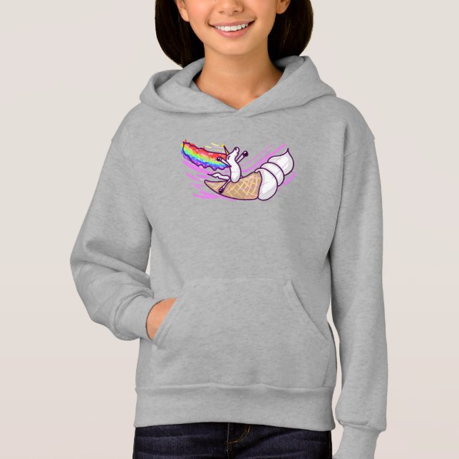 Unicorn Rainbow Riding Ice Cream Cone Hoodie (Vorderseite)