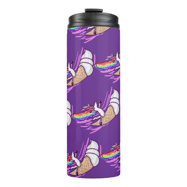 Unicorn Rainbow Riding Ice Cream Cone Thermosbecher (Vorderseite)