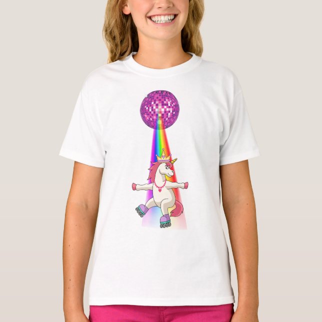 Unicorn Rainbow Roller Skater T-Shirt (Vorderseite)