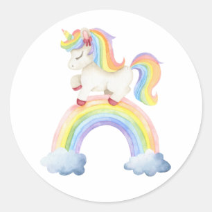 Unicorn Rainbow Runder Aufkleber