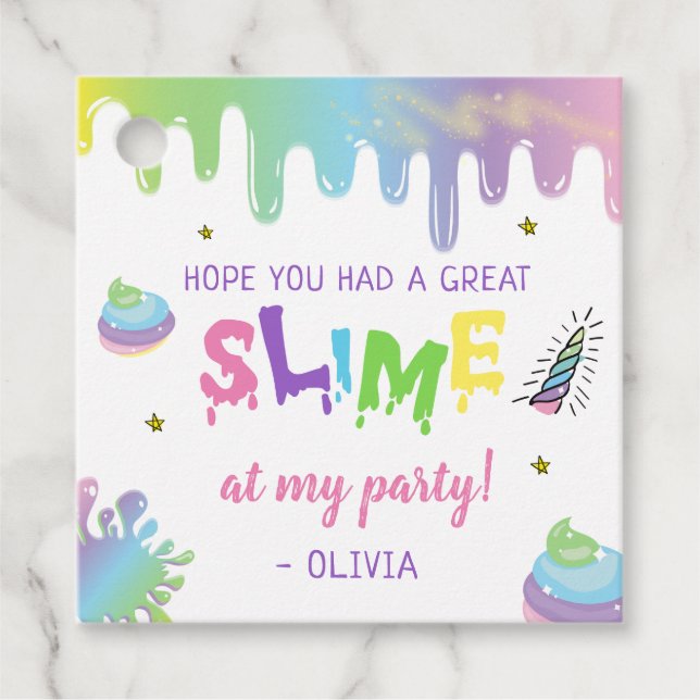 Unicorn Rainbow Slime Geburtstag Geschenkanhänger (Vorderseite)