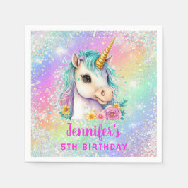 Unicorn Rainbow Sparkle Birthday Party Paper Serviette