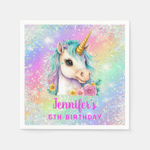 Unicorn Rainbow Sparkle Birthday Party Paper Serviette