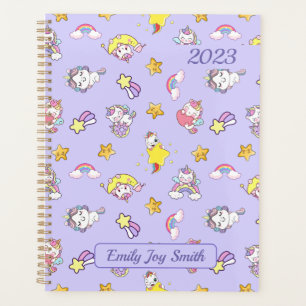 Unicorn Rainbow Star Light Lila Themed Planer