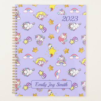Unicorn Rainbow Star Light Lila Themed Planer