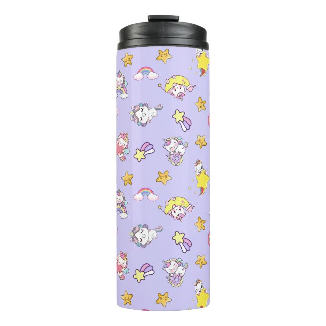 Unicorn Rainbow Star Light Lila Themed Thermosbecher (Vorderseite)