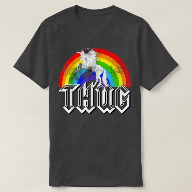 Unicorn Rainbow Thug , Funny distressed Gift  T-Shirt (Design vorne)