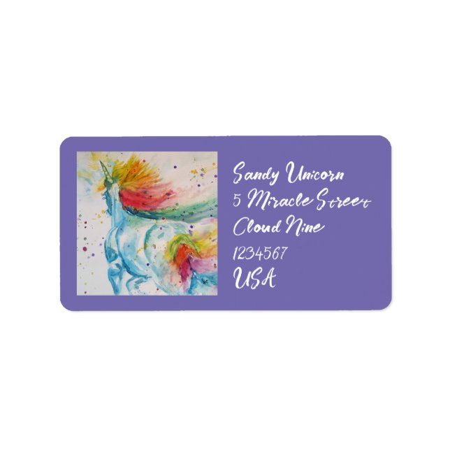Unicorn Rainbow Unicorns Niedliche Rücksendeadress Adressaufkleber (Vorne)